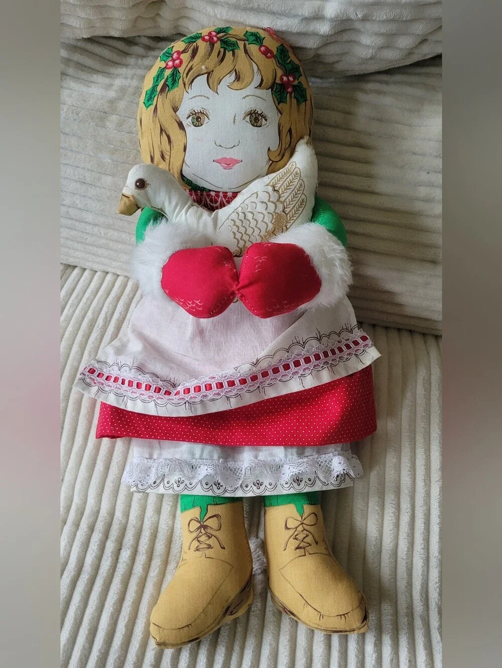 Vintage Doll Holding White Goose